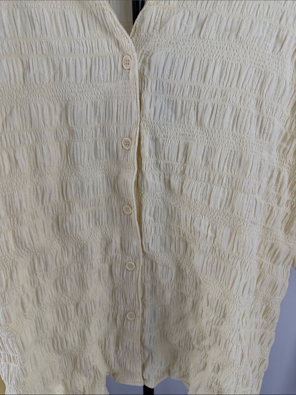 Nordstrom Rack Butter Yellow Textured Oversized Button Shirt L Nwt Flaw — image 3 of 7